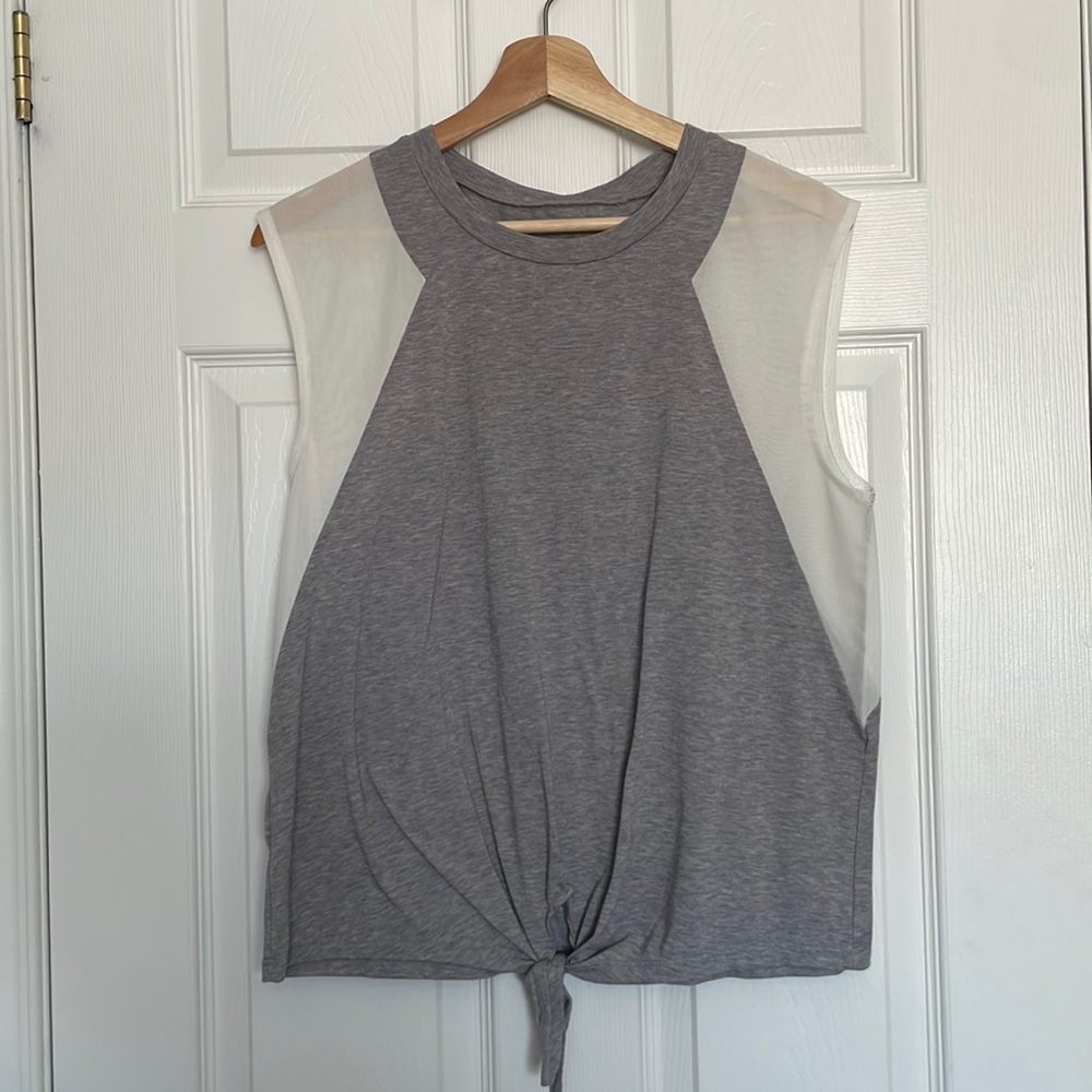Eddie Bauer willpower tie front mesh detailed tank top